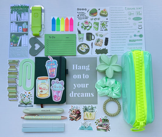 Minimal Elegant Gift Bundle – Green Matcha Stationery Set