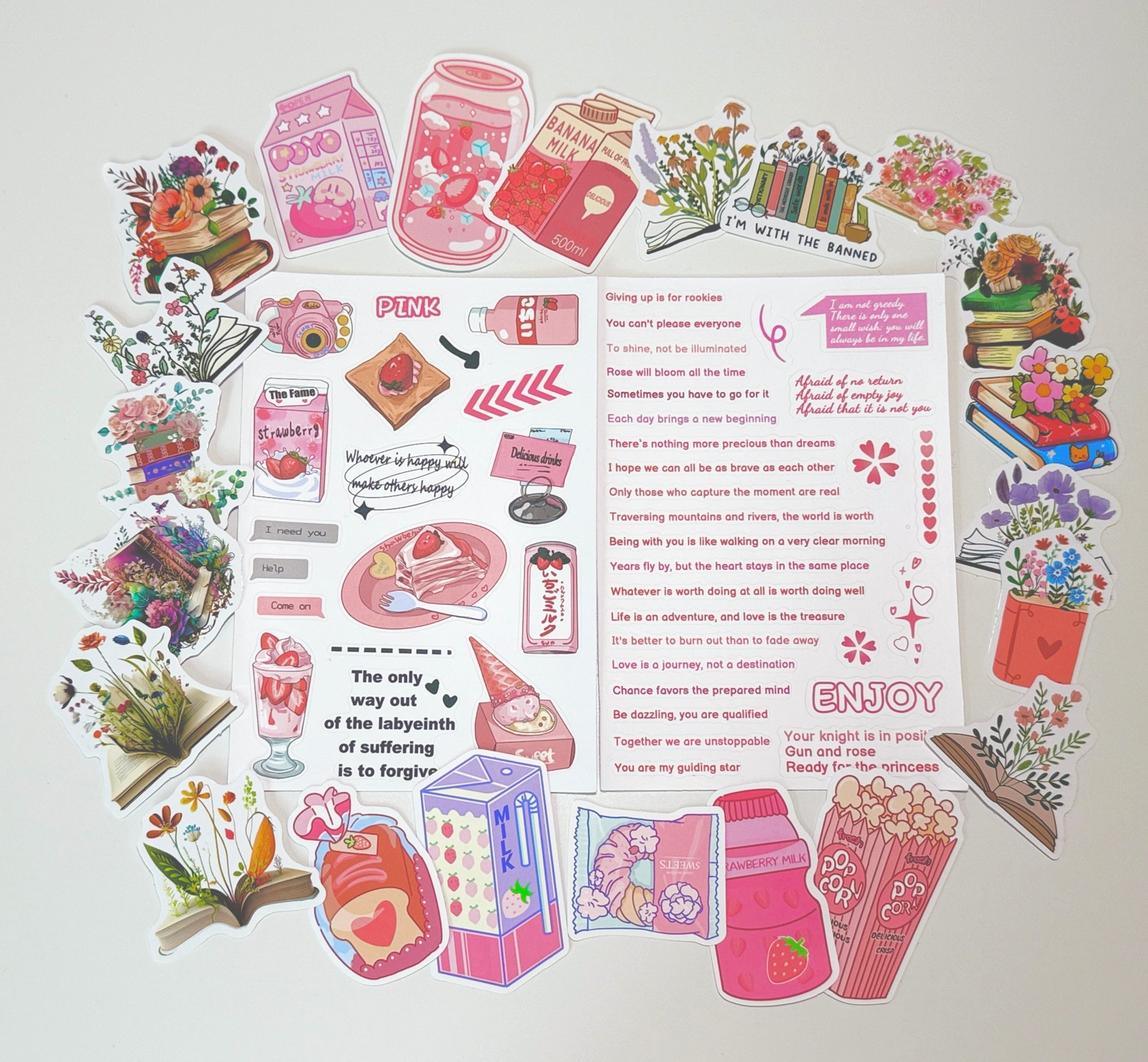 Sticker Set — Fun Cartoon & Bookish Stickers – White Flamingo Bundles Store